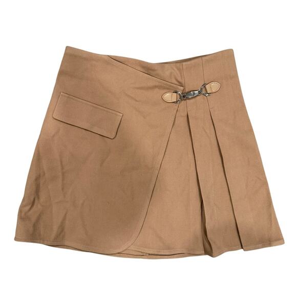 Commense Y2K Clueless Magnet Closure Pleated Mini Skirt Beige Preppy Small - Picture 2 of 6